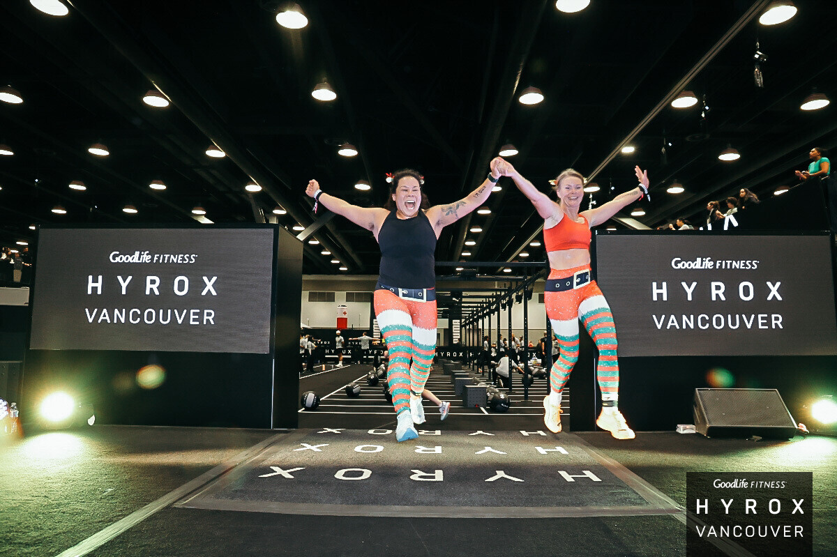 Hanna Horner crossing the finish line at Hyrox Vancouver